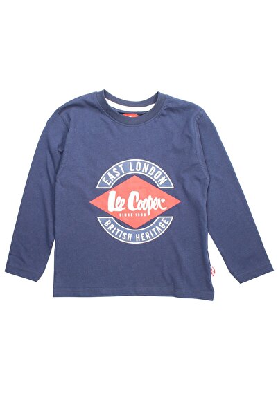 Lee Cooper Long sleeve t-shirt with logo, 100% cotton, blue, Lee Cooper