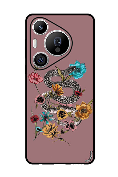 Theodor جراب واقٍ مضاد للخدش والصدمات لهاتف هواوي بيورا 70 بتصميم زهرة الثعبان