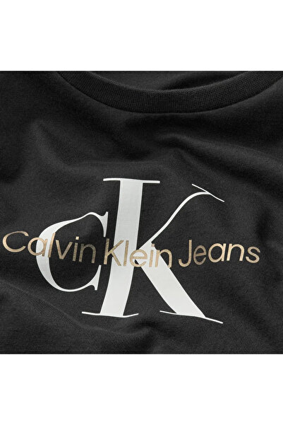 Calvin Klein REFLECTIVE MONOGRAM Kadın Siyah T-Shirt