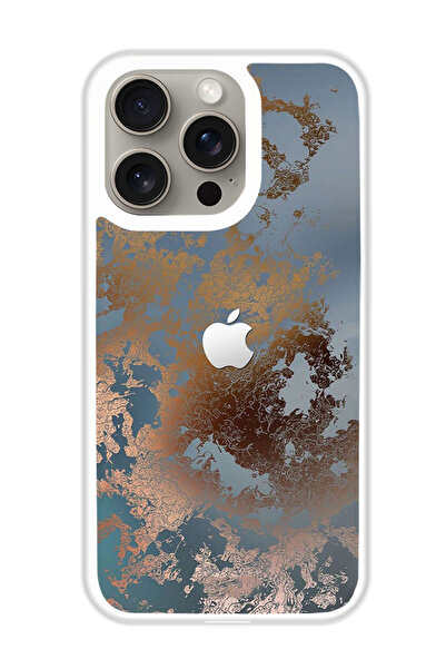 Theodor غطاء حماية لجهاز أبل آيفون 15 برو ماكس بتصميم رمادي ذهبي (مصد أبيض)