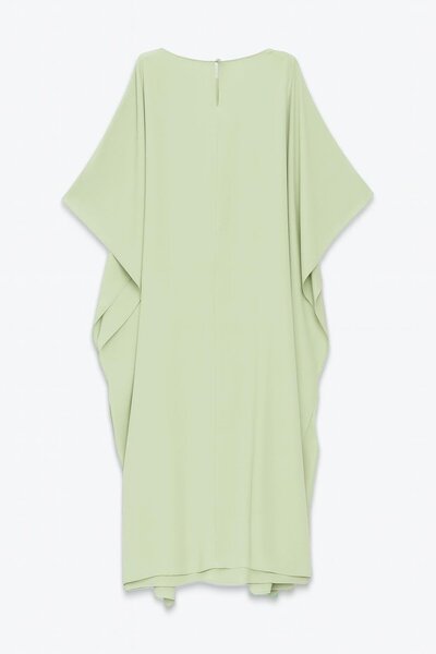 Setre Nile Green Relaxed Cut Waist Belt Detailed Midi Length Wide Fit Dress