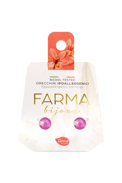 Farma Bijoux Xerius Flat 6.3mm Medical Hoop Earrings Ignite Orchid Enriched with Swarovski® Crystals
