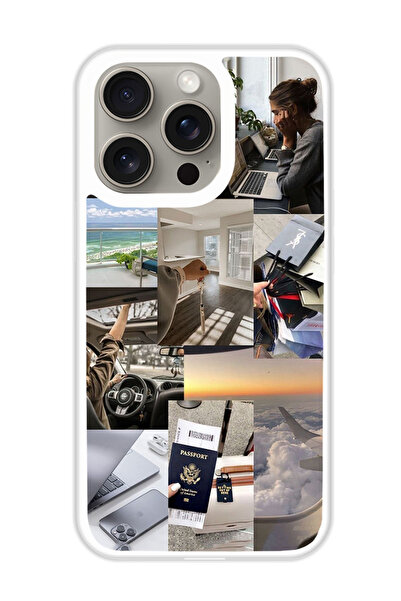 Theodor غطاء حماية لهاتف أبل آيفون 15 برو ماكس كولاج 3 (مصد أبيض)