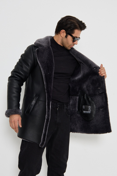 By Marki Marki Genuine Fur Coat - Men'S, Black, Unique Fur Color, Italian Cut, Fur Inside, 87 cm - 500522Birisa