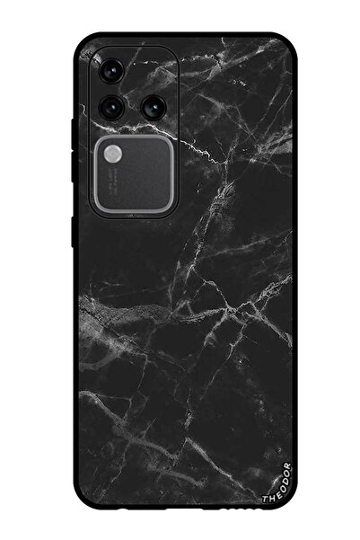 Theodor جراب واقٍ مضاد للخدش والصدمات لهاتف Vivo S18 Pro باللون الأسود الرخامي