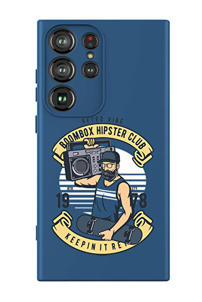 Theodor غطاء حماية سائل من السيليكون لهاتف سامسونج جالاكسي S24 ألترا (أزرق) - نادي بوم بوكس ​​هيبستر