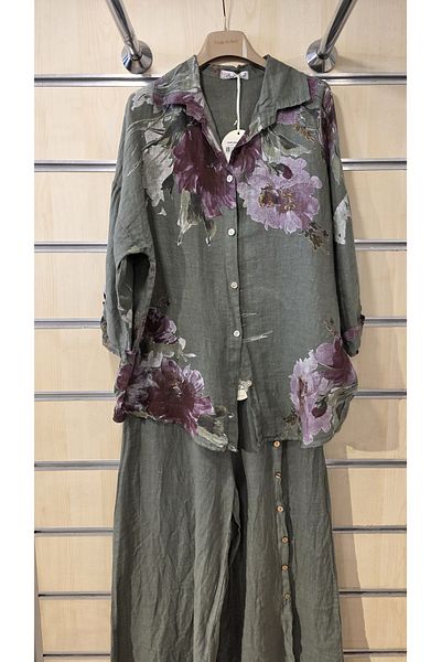 Park Moda Italian Linen Shirt Bunch Pattern