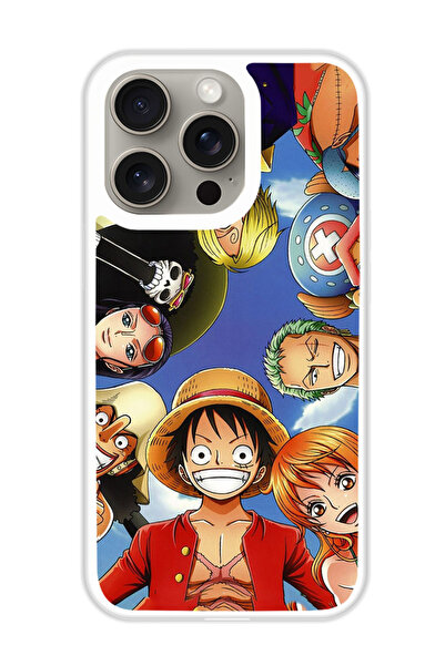 Theodor غطاء حماية لهاتف أبل آيفون 15 برو، أنمي ون بيس (مصد أبيض)