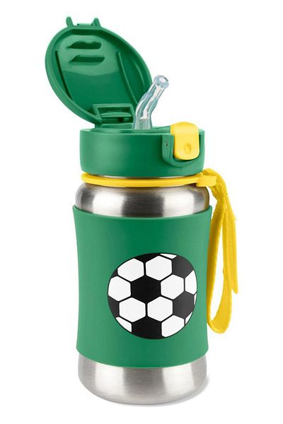 Skip Hop Skip Hop Stainless Steel Football Water Bottle with Straw - Green Std
