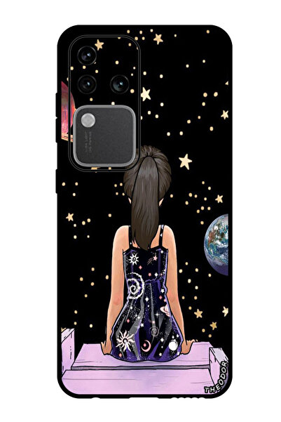 Theodor جراب واقٍ مضاد للخدش والصدمات لهاتف Vivo S18 Pro فتاة تشاهد النجمة