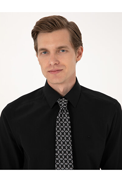 Pierre Cardin Siyah Regular Fit Uzun Kollu Basic Gömlek 50316742-VR046