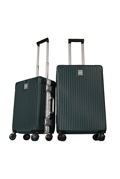 GROUND Charmed 2'li Alüminyum Alaşımlı Valiz Seti Orta-Kabin - Yeşil - 10741