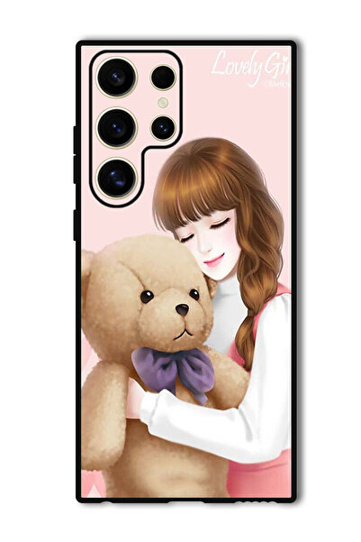 Theodor جراب حماية لهاتف سامسونج جالاكسي S24 ألترا فتاة جميلة مع دب