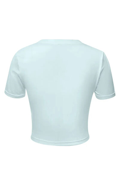 jansogroup - ÇİÇEK BASKILI PAMUKLU CROP KADIN T-SHIRT