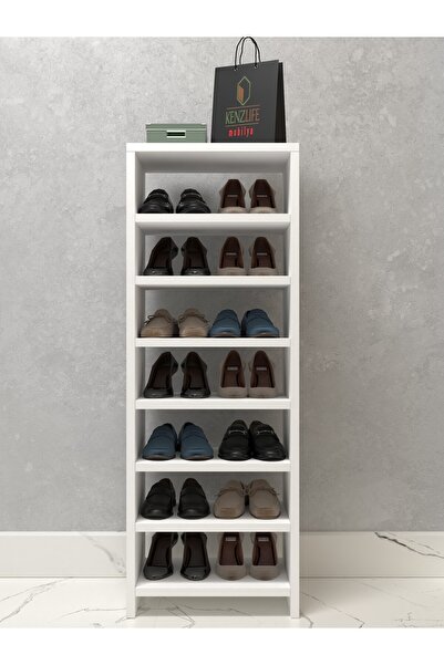 Kenzlife Ayakkabılık Konevi Mat Beyaz Suntalam 110*040*30 Ondört Çift Ayakkabı Kapasitesi Arkalıksız