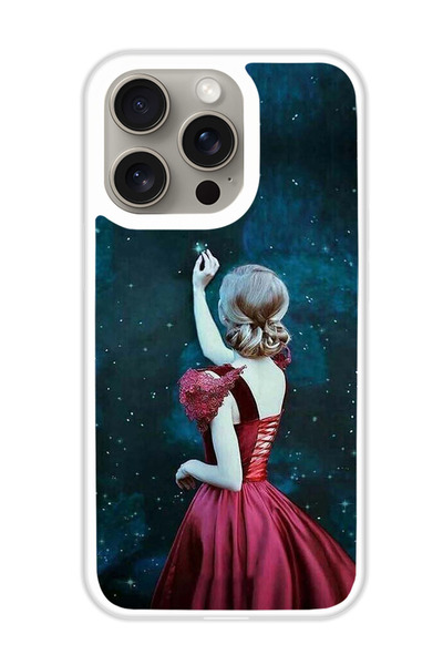 Theodor غطاء حماية لهاتف أبل آيفون 15 برو، فتاة تلمس نجمة (مصد أبيض)