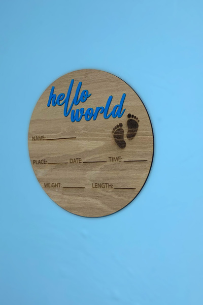 Arkaik Craft Hello World Baby Memory Card 25 cm Baby Birth Tag