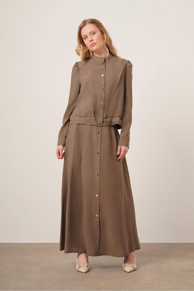 FTZ WOMEN بدلة تنورة مودال نسائية كاكي 31174