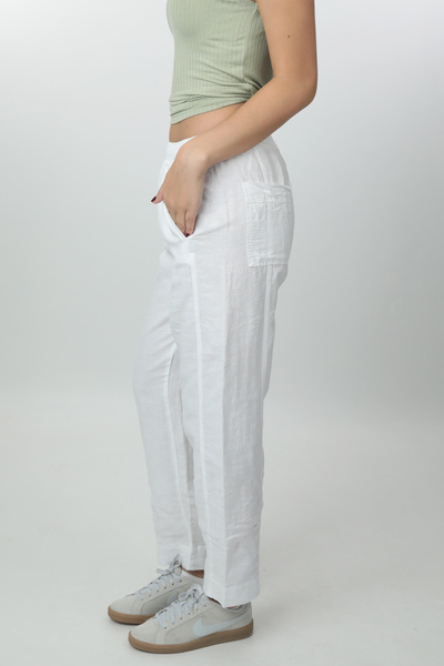 Cottoncool Women's 100% Linen Comfortable Fit Pants – Elastic Waist with Pockets