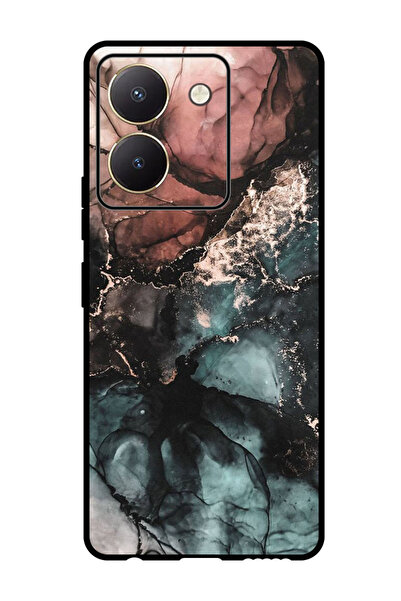 Theodor جراب واقٍ مضاد للخدش والصدمات لهاتف Vivo Y27s بلون رخامي ملون