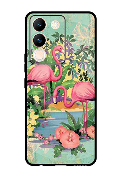 Theodor جراب واقٍ مضاد للخدش والصدمات لهاتف Vivo Y200 بتصميم طيور النحام الوردي