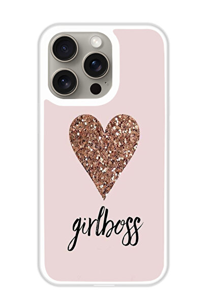 Theodor غطاء حماية لهاتف أبل آيفون 15 برو ماكس - جيرلز بوس آند هارت (واقي أبيض)