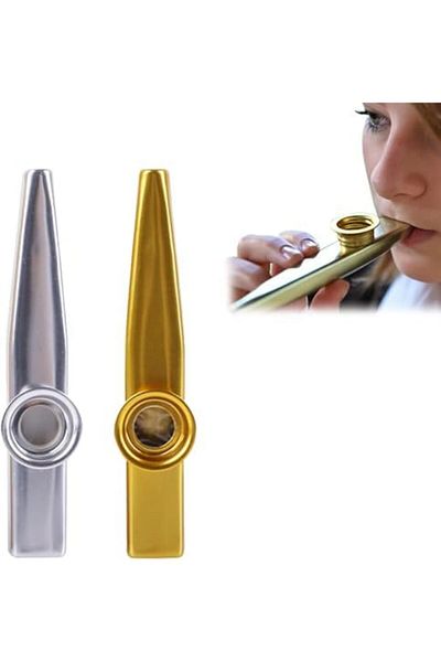 Generic Kazoo Metal, Kazoo Instrument, Gold + Silver, Made of Aluminium Alloy