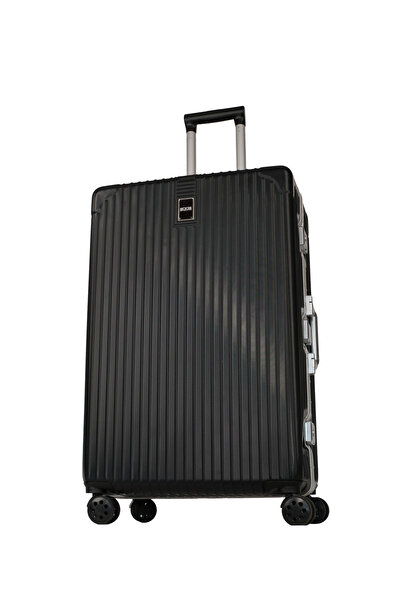 GROUND Charmed 2'li Alüminyum Alaşımlı Valiz Seti Büyük-Kabin - Siyah - 10741