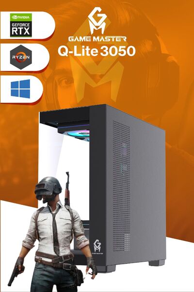 GM Game Master QLite 3050 R5 5600 CPU 32GB DDR4 RAM 512GB M.2 RTX3050 10x ARGB Fan Sıvı Soğutuculu Siyah Gaming Pc