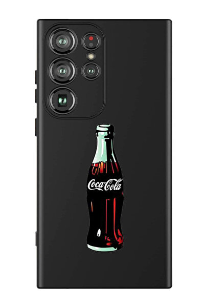 Theodor غطاء حماية سائل من السيليكون المقاوم للصدمات لهاتف سامسونج جالاكسي S24 ألترا (أسود) - كوكاكولا