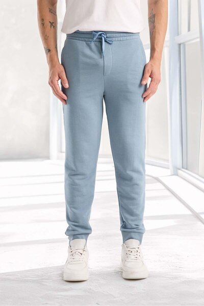 Valiberta Spike Diagonal 3 Thread Cuff Leg Men's Pants Sweatpants - Cold Blue