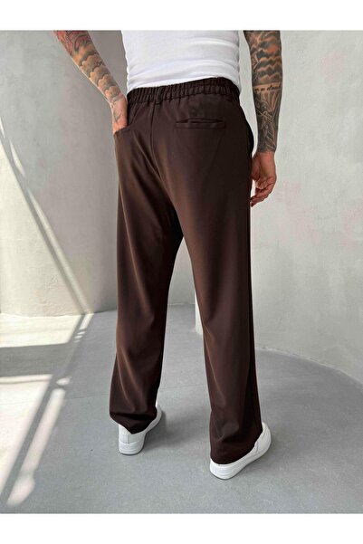KağanKY Brown Pleated Baggy Fabric Trousers