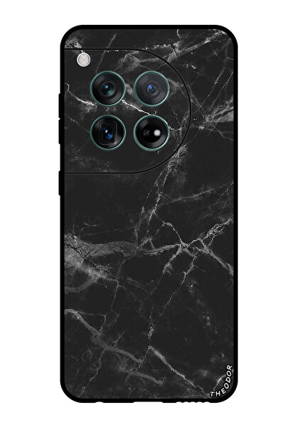 Theodor جراب واقٍ مضاد للخدش والصدمات لهاتف OnePlus 12 باللون الأسود الرخامي