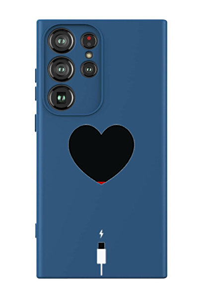 Theodor غطاء حماية من السيليكون السائل المقاوم للصدمات لهاتف سامسونج جالاكسي S24 ألترا (أزرق) - بطارية القلب منخفضة