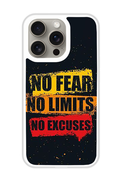 Theodor غطاء حماية لجهاز أبل آيفون 15 برو، لا خوف ولا حدود (مصد أبيض)