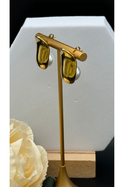 Çelik Pearl Design Model Earrings on the Back