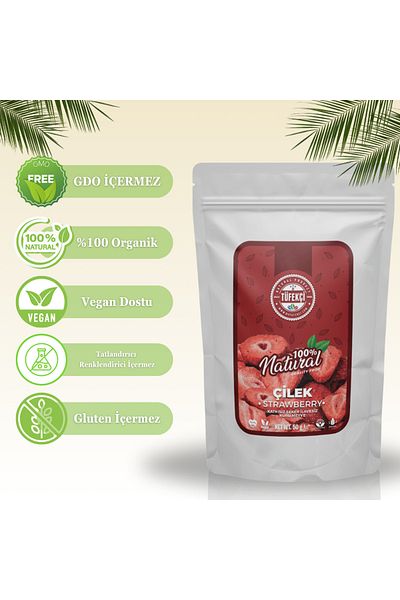 By Tüfekçi Freeze Dry Sliced ​​Dried Strawberries 50 Gr Real Strawberries That Do Not Lose Their Form and Taste