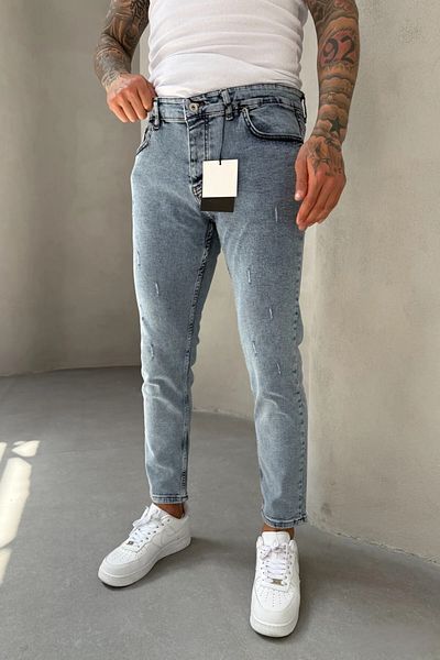 MADZEYMODA Slim Fit Slim Fit Lycra Denim Fabric Ripped Detailed Snow Wash Men's Jean Jeans Ke-384