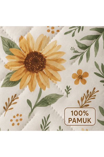Evimcim 100% Cotton Single Quilted Duvet Cover Set with Yellow Flower Pattern Stylish Boxed