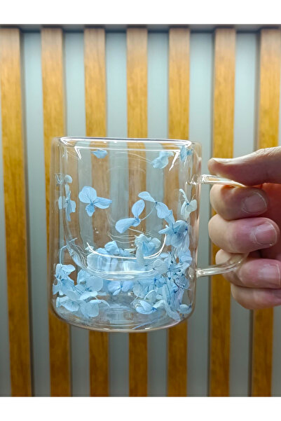 isometric 1 Adet Çift Cidarlı Çiçekli Kupa – Isıya Dayanıklı Cam Çay & Kahve Kupası Şık Tasarım 300 ml