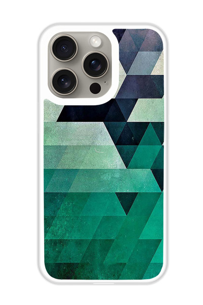 Theodor غطاء حماية لجهاز أبل آيفون 15 برو بنمط مثلث بحري (مصد أبيض)