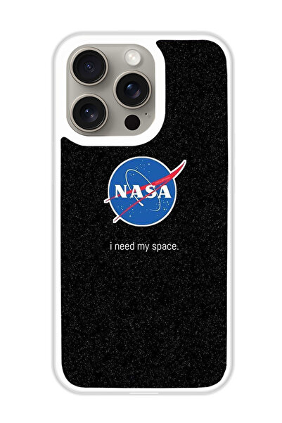 Theodor غطاء حماية لهاتف أبل آيفون 15 برو، ناسا، أحتاج إلى مساحتي (مصد أبيض)