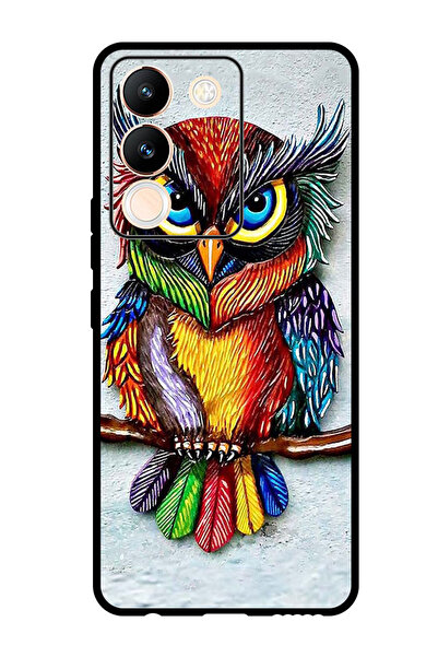 Theodor جراب واقٍ مضاد للخدش والصدمات لهاتف Vivo V29e بتصميم بومة ملونة