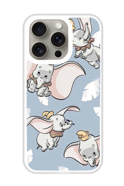 Theodor غطاء حماية لهاتف أبل آيفون 15 برو، فيل صغير طائر (مصد أبيض)