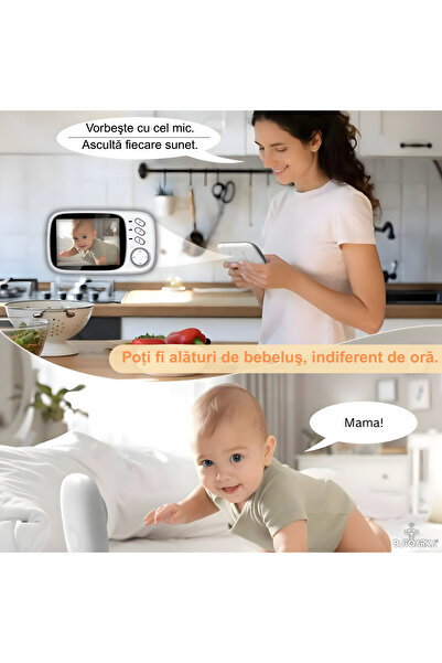 Butoarka Wireless Audio-Video Camera for Baby Monitoring, Bidirectional, Sound Sensor, Night Vision