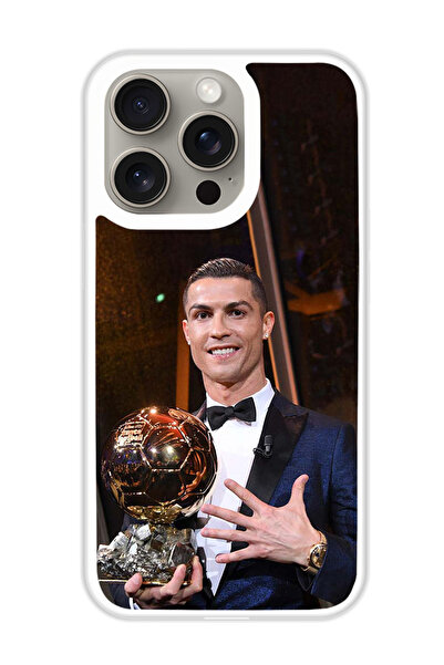 Theodor غطاء حماية لهاتف أبل آيفون 15 برو ماكس، كأس رونالدو (مصد أبيض)