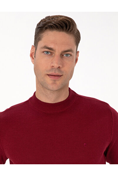 Pierre Cardin Vişne Slim Fit Çeyrek Yaka Basic Triko Kazak 50314188-VR223