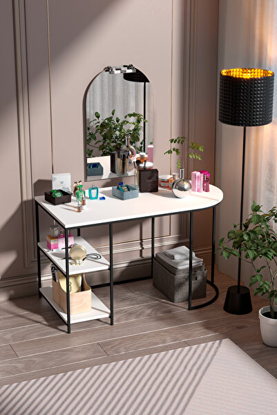 GOLDFALEZ Makyaj Masası 125 cm Çalışma Masası Bilgisayar Masası Çok Amaçlı Ofis Masası Yemek Masası Beyaz