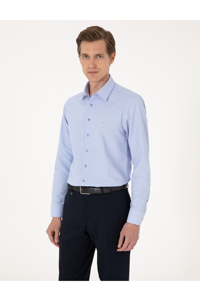Pierre Cardin Mavi Regular Fit Uzun Kollu Basic Gömlek 50316742-VR036