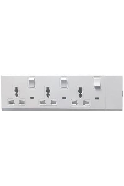 Duravel 3 Way-Socket Extension Strip, White, Multi-Outlet Power Strip with Individual Switches Witho